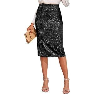 Worthington Women's Sparkly Sequin Skirt High Waist Bodycon XL